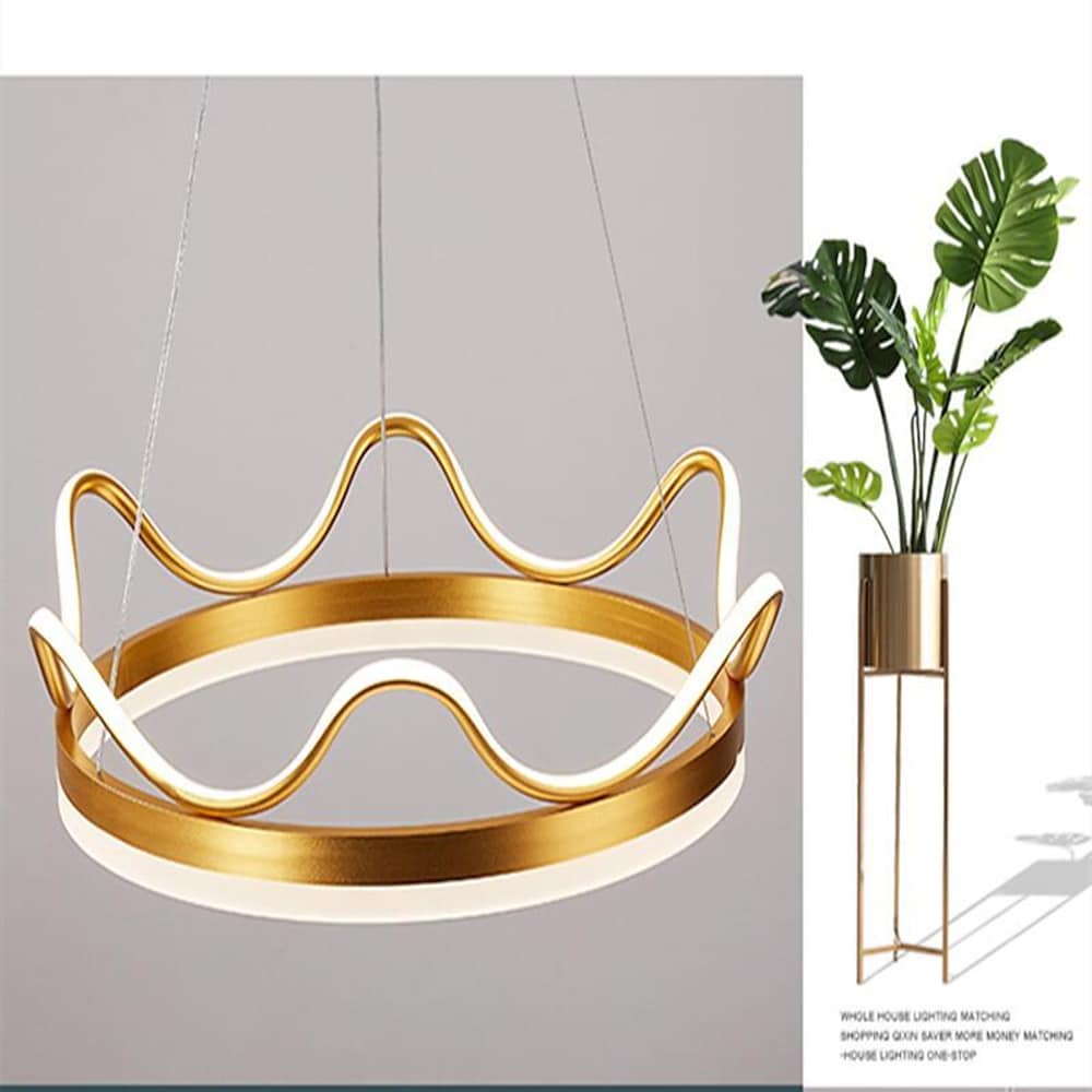 Dimmable LED Ring Chandelier Crown Design Modern Aluminum & Acrylic Pendant Light