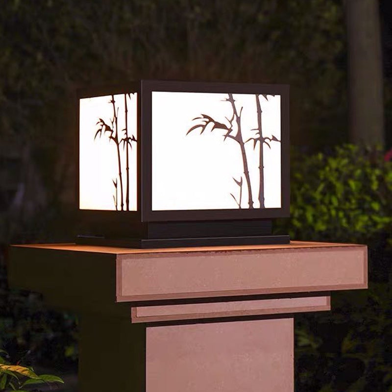 Light Box Pillar Lights Modern Waterproof LED Solar Outdoor Light