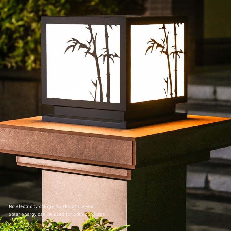 Light Box Pillar Lights Modern Waterproof LED Solar Outdoor Light