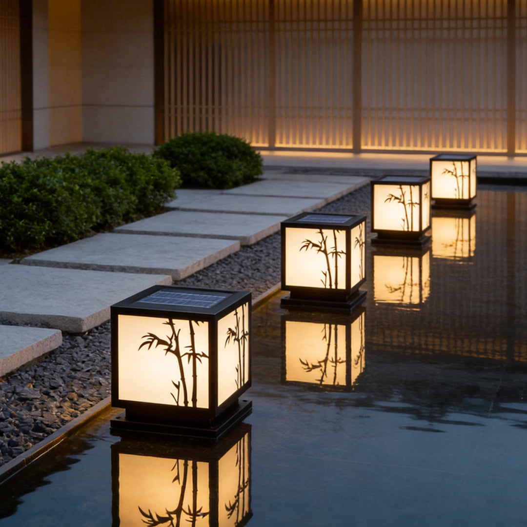 Light Box Pillar Lights Modern Waterproof LED Solar Outdoor Light
