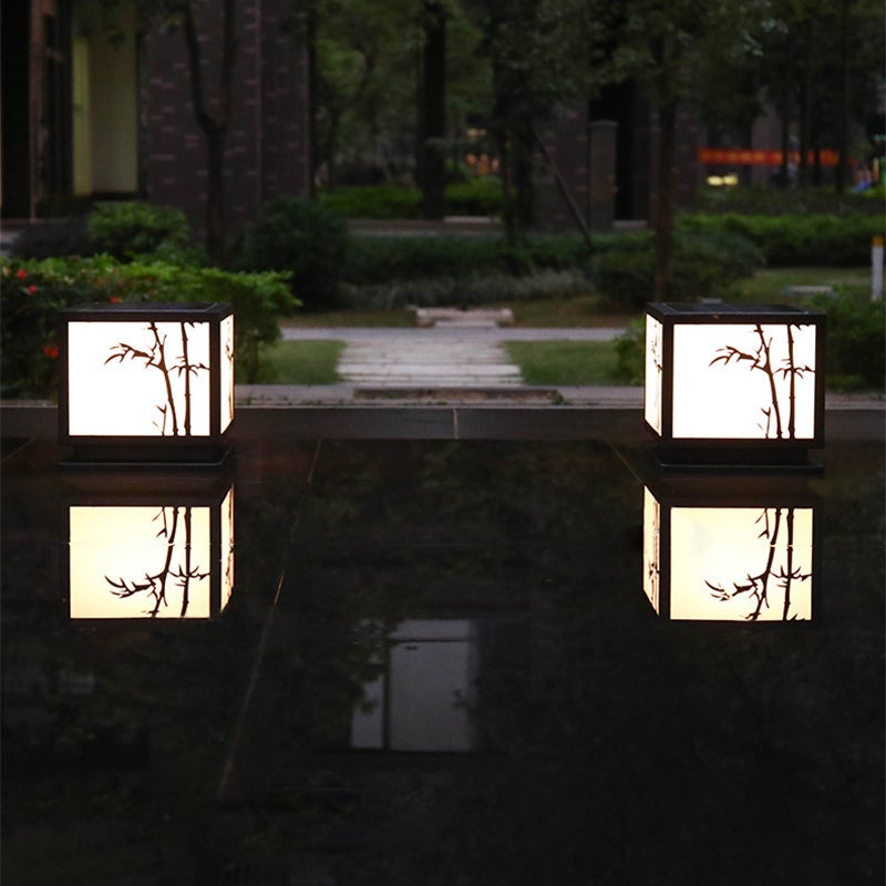 Light Box Pillar Lights Modern Waterproof LED Solar Outdoor Light