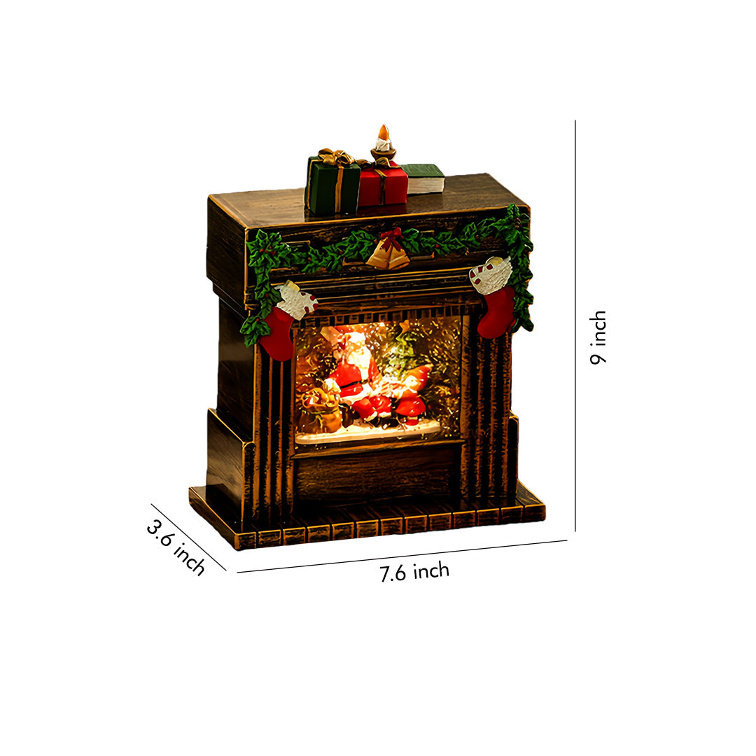 Light up Christmas Ornaments Fireplace with Snowfall Creative Lamp