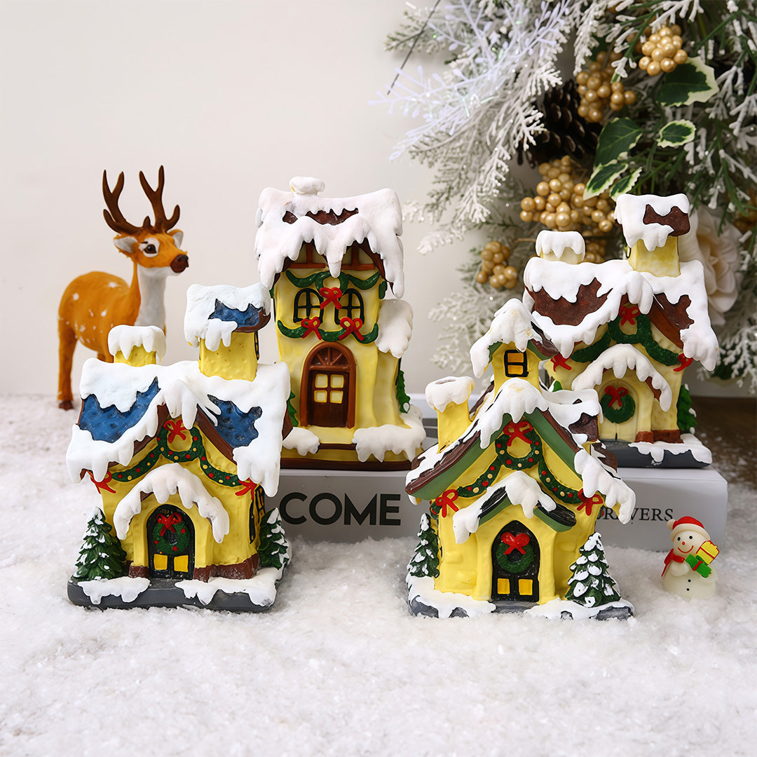 LED Lights for Christmas Houses Resin Glowing House Two-Pack