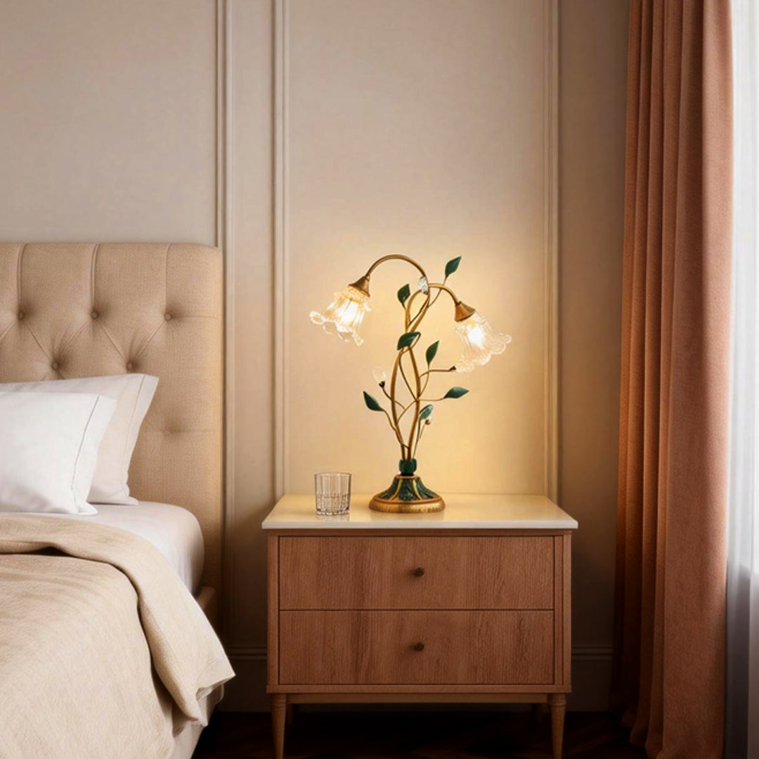 Lily Table Lamp Dual Lights and Leaf Ornaments Lights