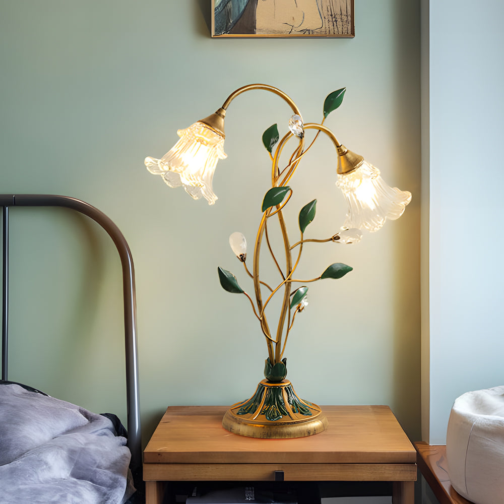 Lily Table Lamp Dual Lights and Leaf Ornaments Lights