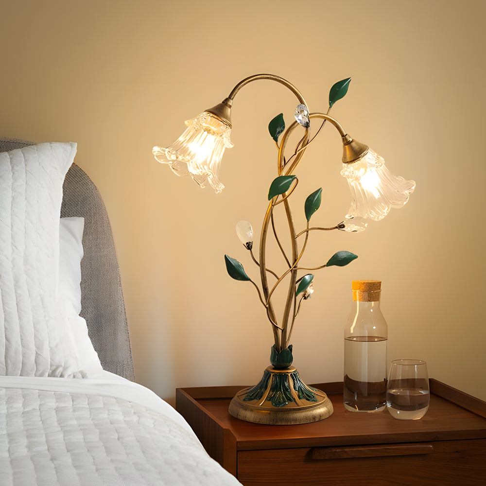 Lily Table Lamp Dual Lights and Leaf Ornaments Lights