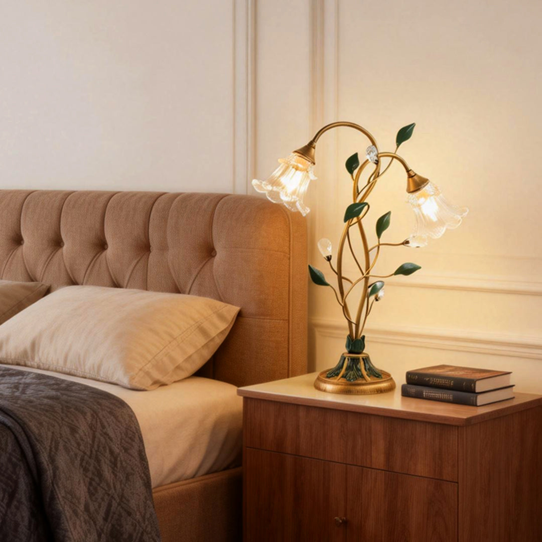 Lily Table Lamp Dual Lights and Leaf Ornaments Lights