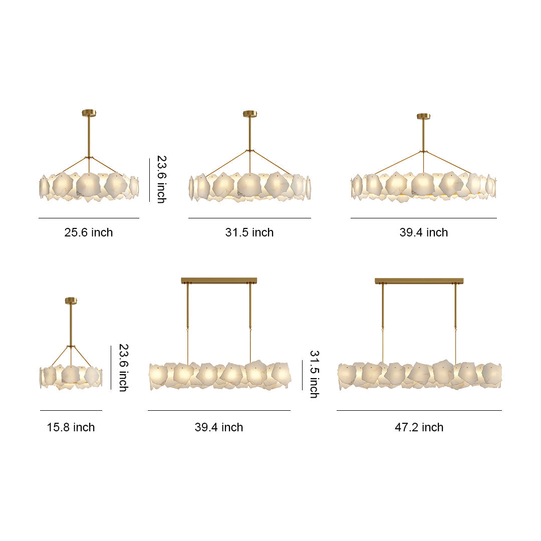 Modern LED Chandelier Cloud Stone Full Copper Ceiling Light