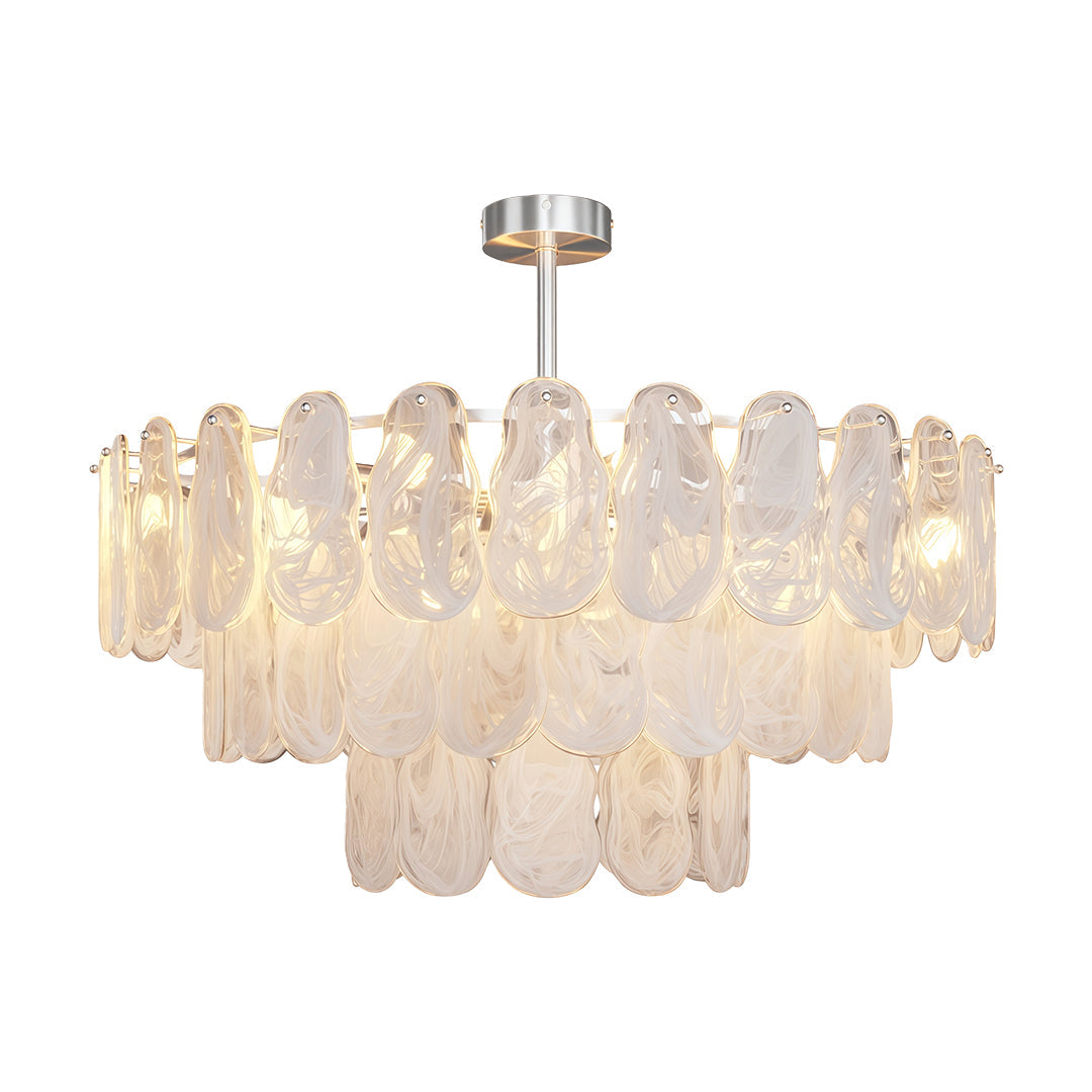Midcentury Modern Chandelier Full-Copper Glass Ceiling Light