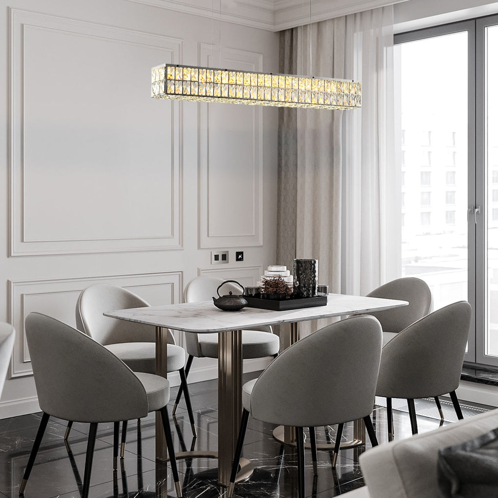 Linear Crystal Light Luxury Modern Rectangular Ceiling Light