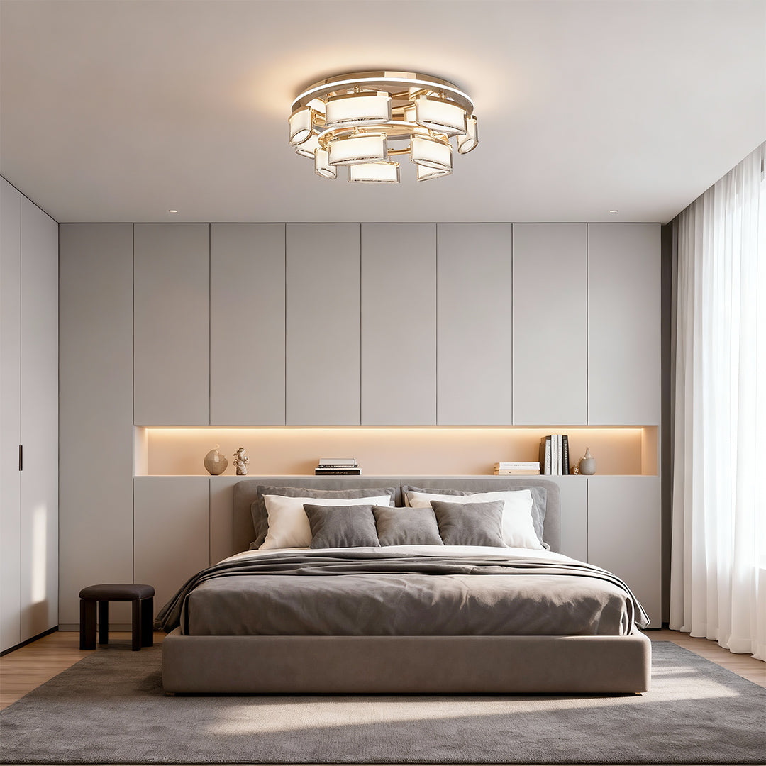 Modern Full Copper Crystal Flush Mount