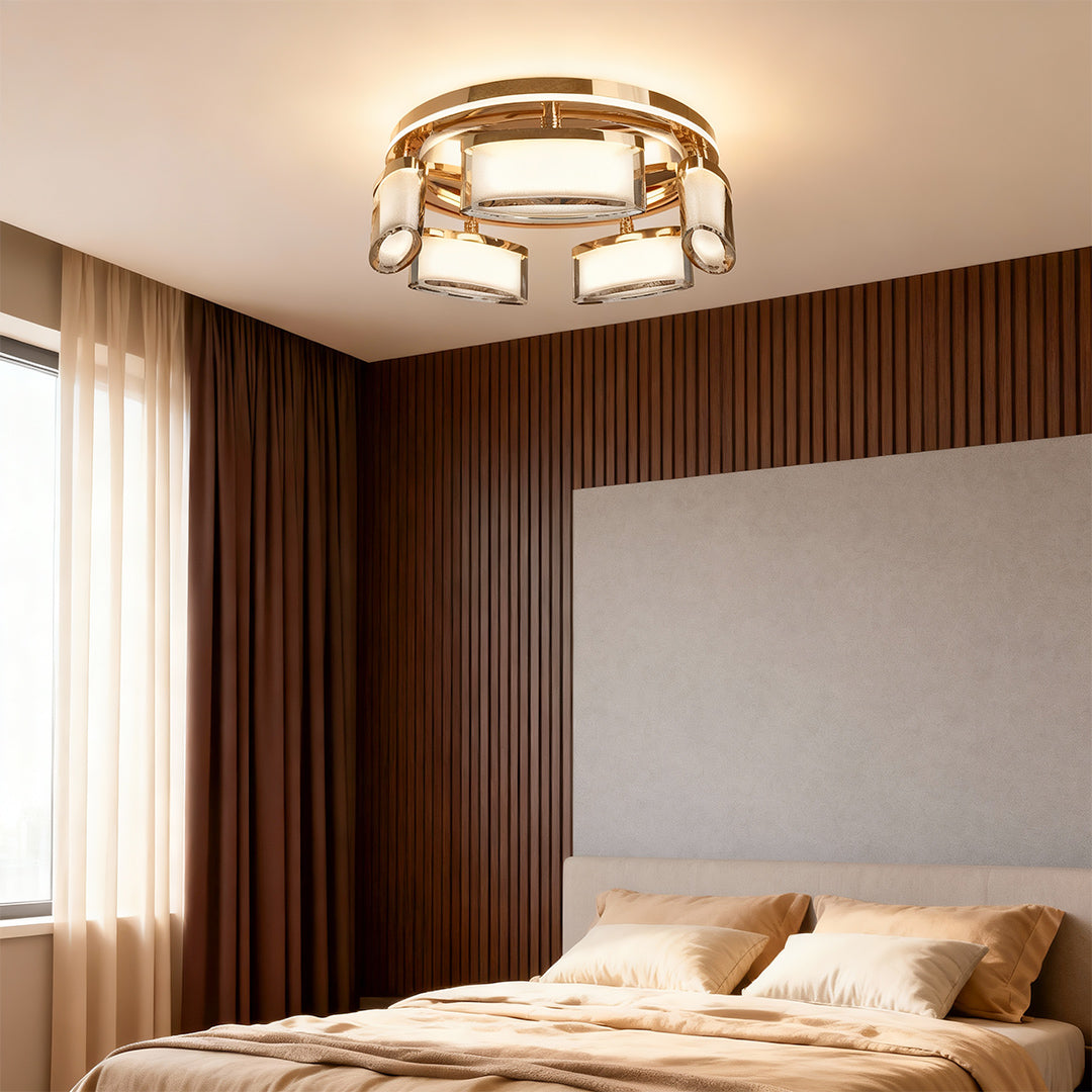 Crystal Flush Mount Ceiling Light Full Copper Modern Lamp