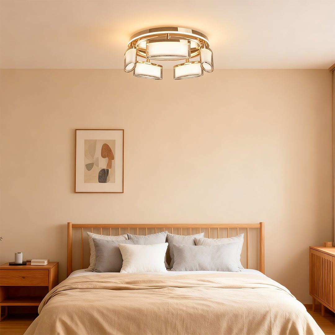Modern Full Copper Crystal Flush Mount