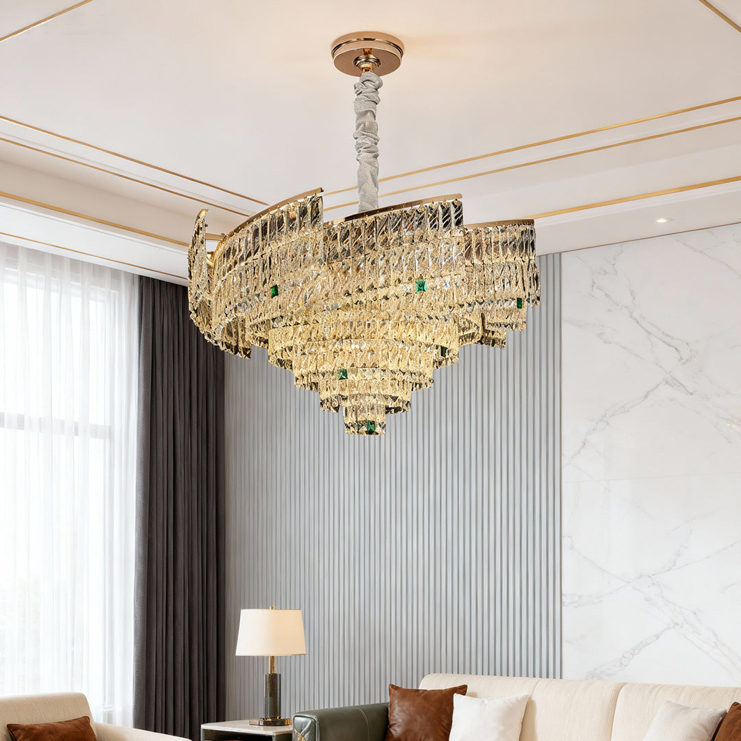 Crystal Pendant Chandelier Luxury Carbon Steel Ceiling Light