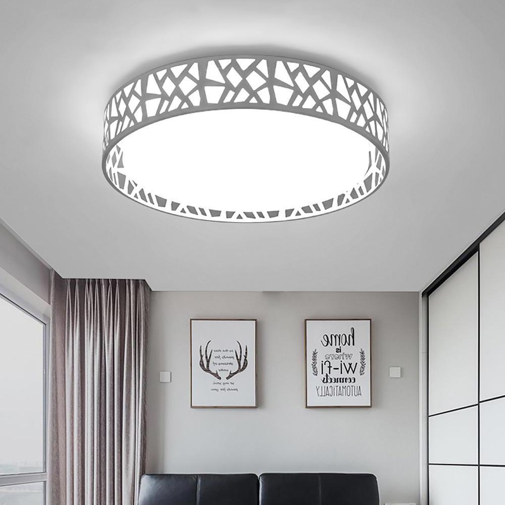 Round Metal Traditional Drum Flush Mount Light LED Ceiling Lights
