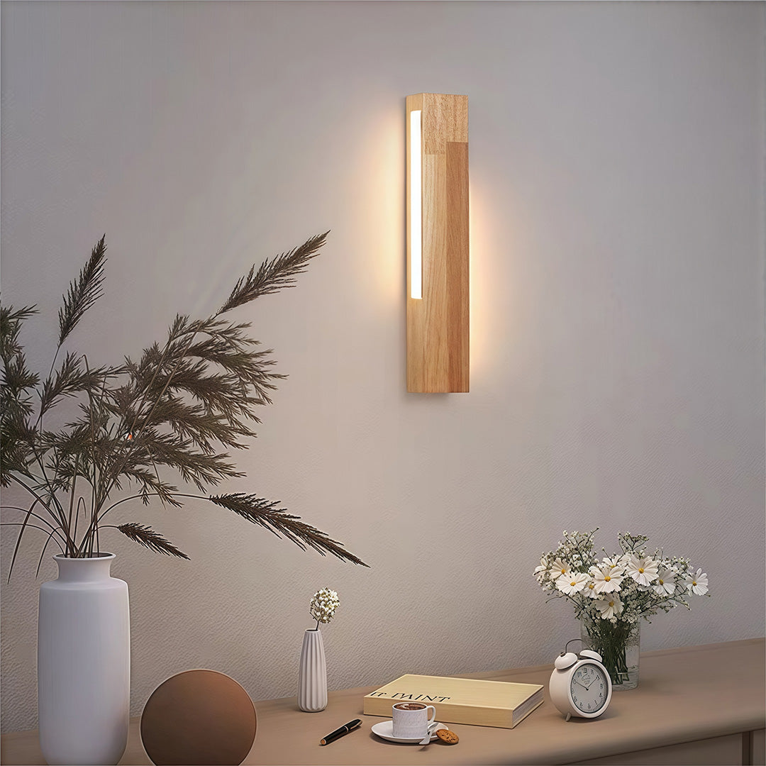 Japanese Wall Light for Bedside Aluminum Wood LED Lamp