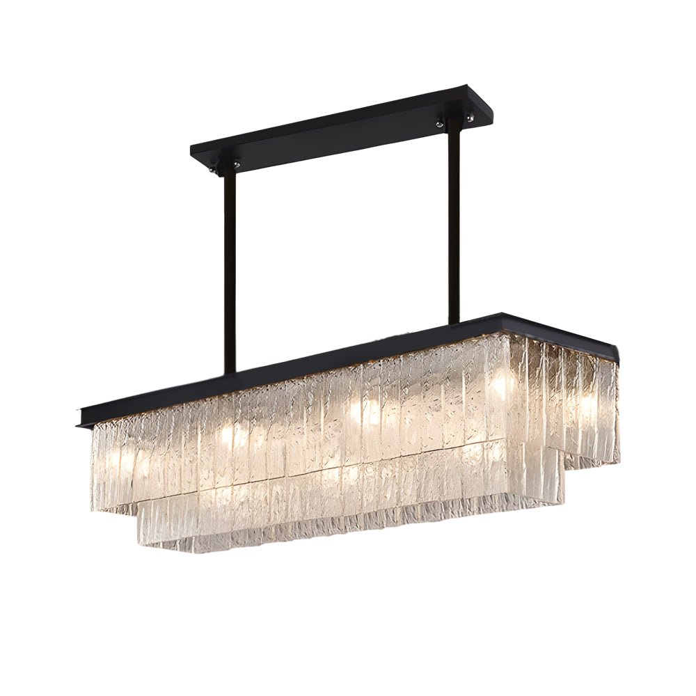 Long Rectangular Double Layer 3 Step Dimming Post-Modern Chandelier