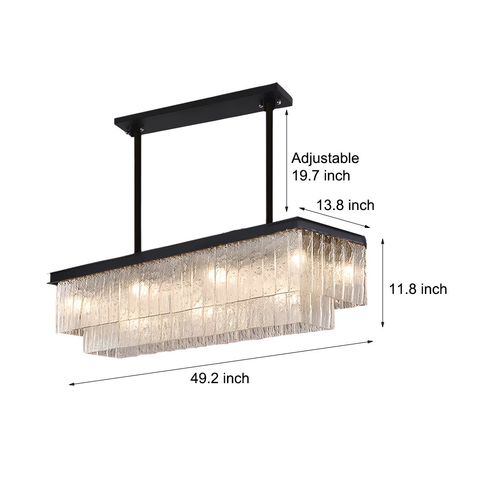 Long Rectangular Double Layer 3 Step Dimming Post-Modern Chandelier