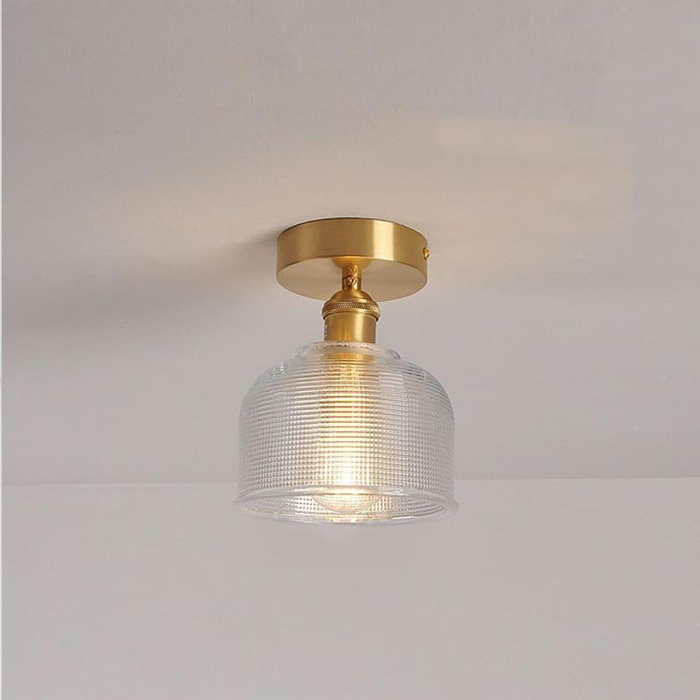 Lantern Modern Glass Copper Flush Mount Ceiling Lighting