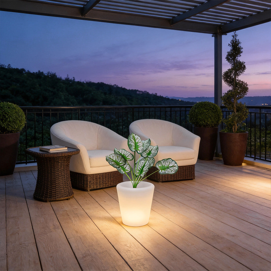Luminous Flower Pots Modern Waterproof LED Colorful Light