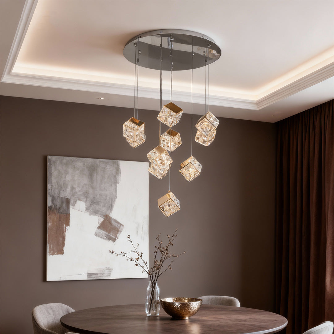 Chandelier with Crystals Rubik's Cube Luxury Ceiling Light
