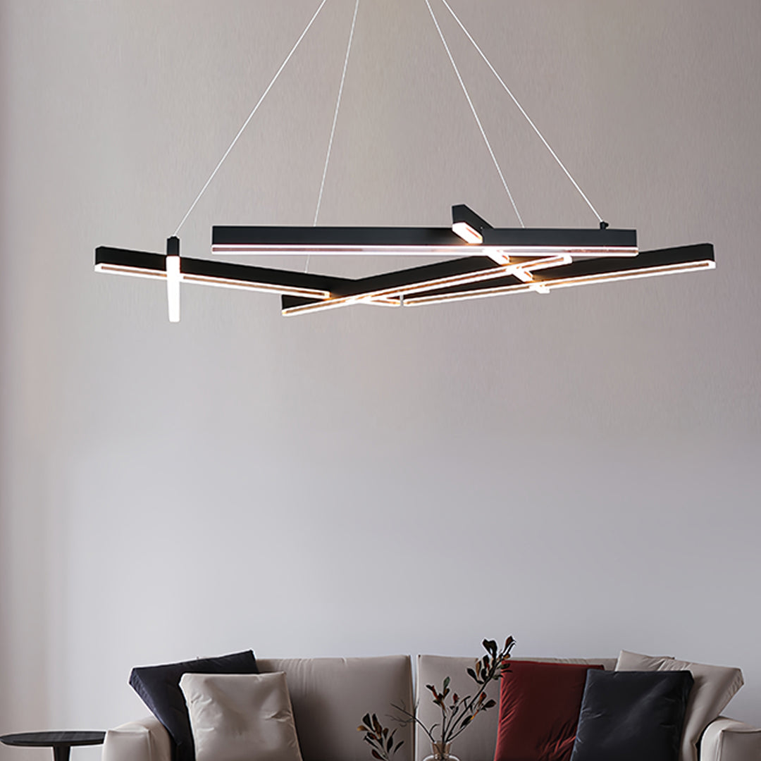 Black Metal Chandelier Modern Geometric Shape LED Ceiling Light