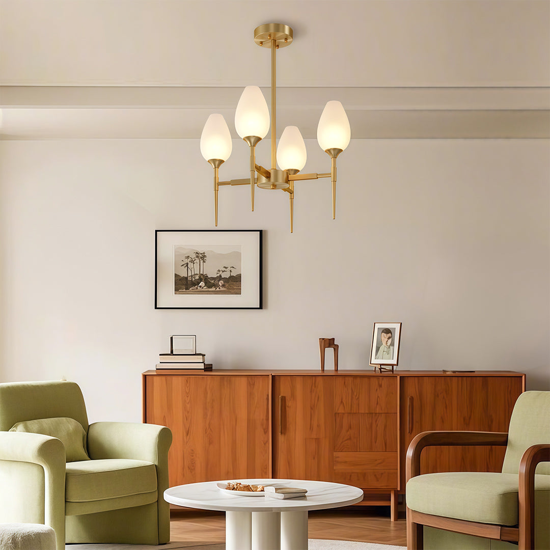 Glass Modern Chandelier Luxury Brass Minimalist Ceiling Light
