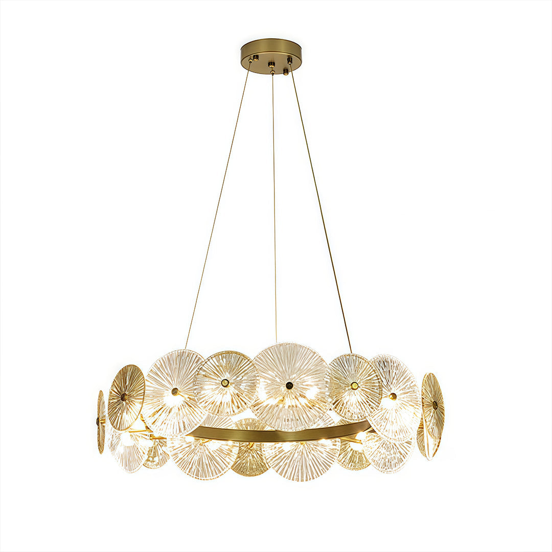 Large Glass Chandelier Silver Iron Frame & Clear Glass Ceiling Light