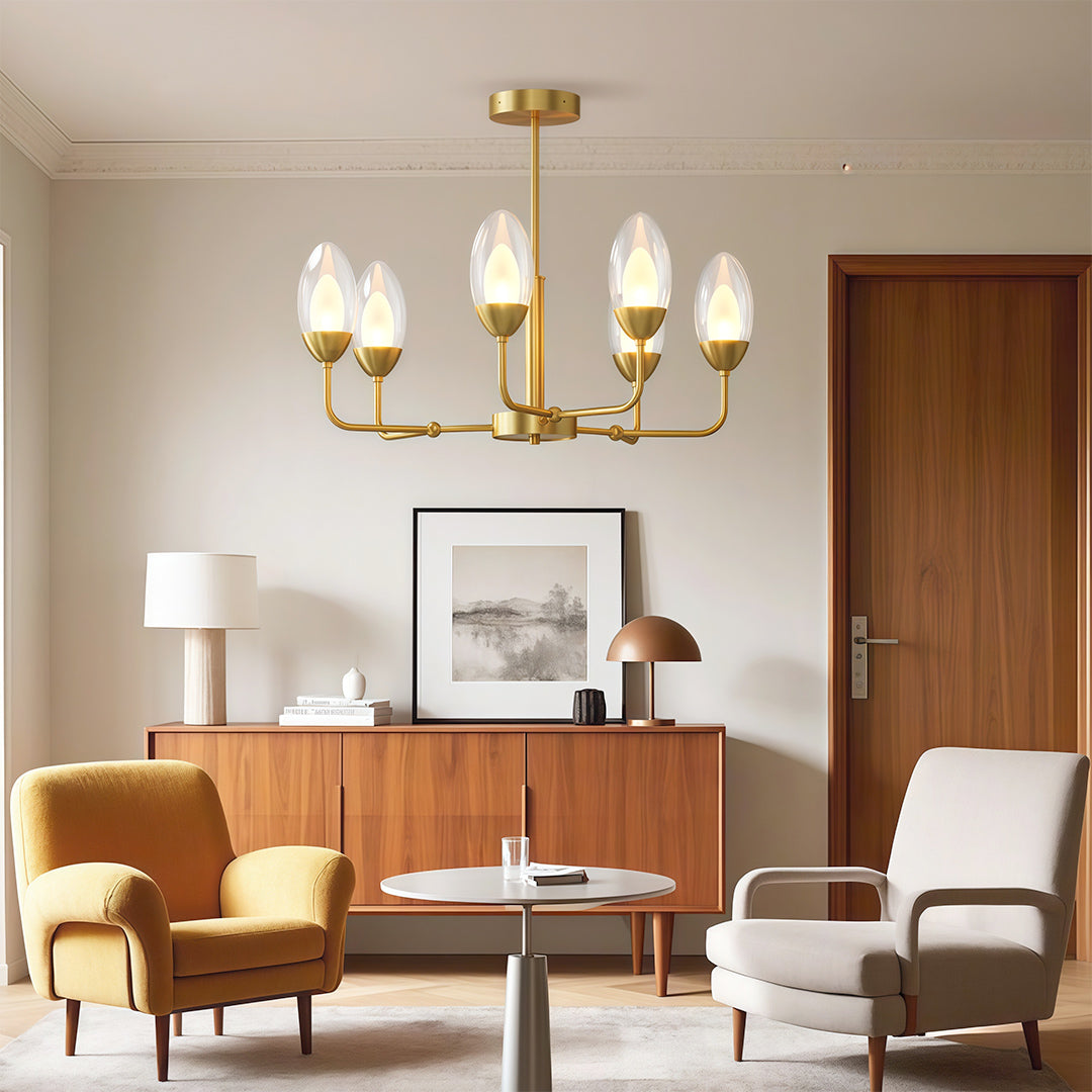 Modern Minimalist Chandelier Full Copper Luxury Ceiling Light