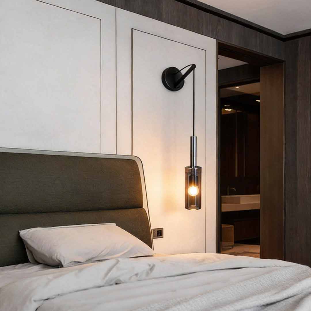 Bedside Hanging Wall Lamp Black Modern Copper Lighting