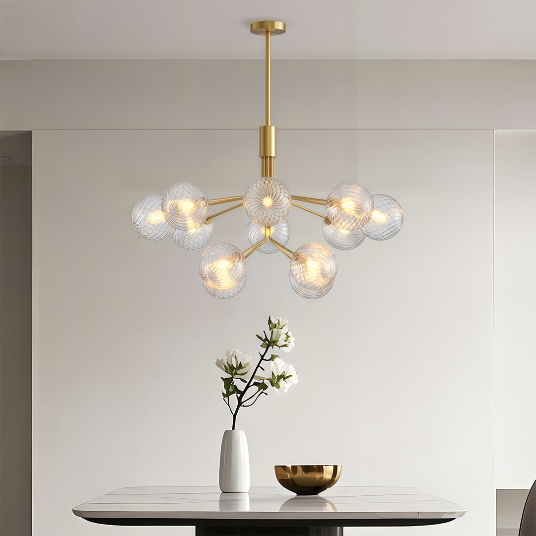 Luxury Modern Chandeliers Solid Copper Glass Ceiling Light