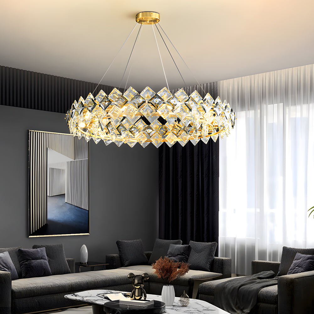 Luxury Ring Chandelier Light Crystal and Copper Modern Ceiling Light