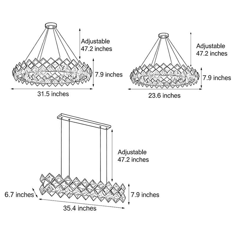 Luxury Ring Chandelier Light Crystal and Copper Modern Ceiling Light