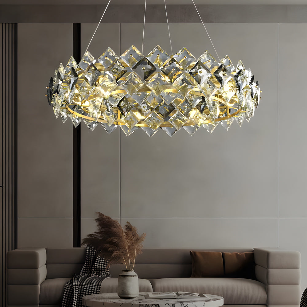 Luxury Ring Chandelier Light Crystal and Copper Modern Ceiling Light