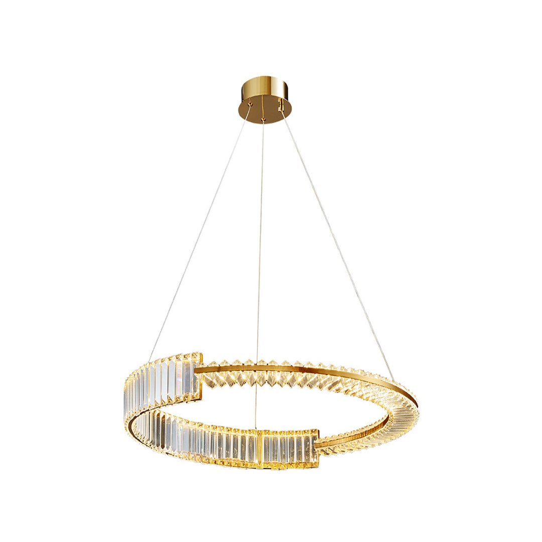 Gold Crystal Chandelier Dimmable LED Modern Ring Ceiling Light