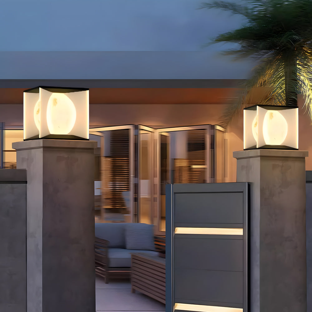 Square Stainless Steel Outdoor Waterproof a pillar lights with Acrylic Lampshade