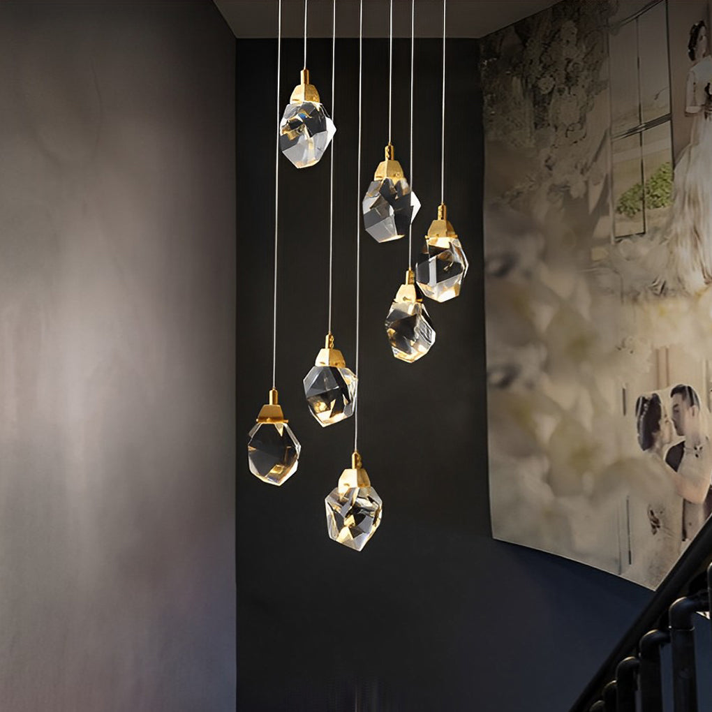 Luxury Staircase Chandelier Modern Spiral Crystal High Ceiling Light