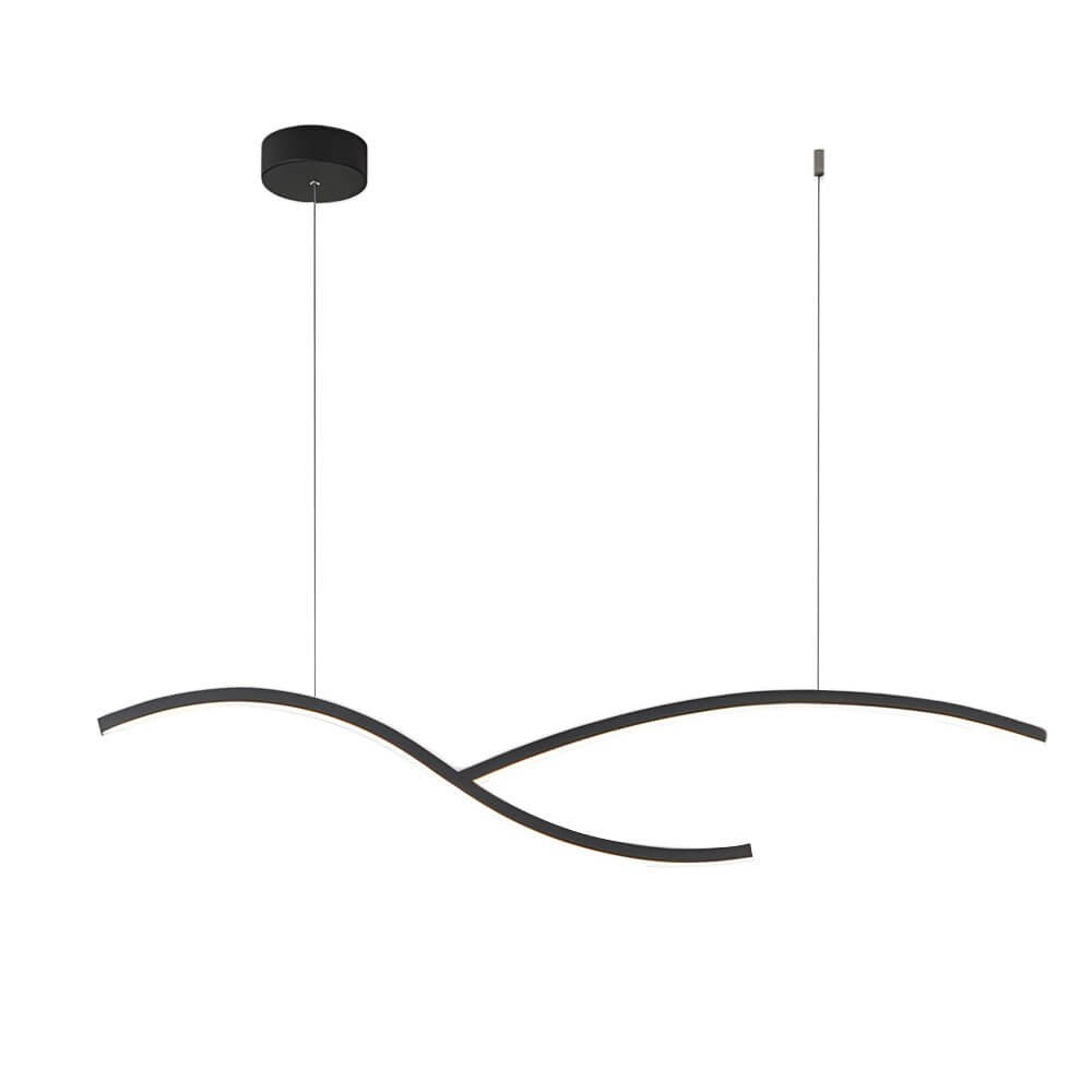 39.4"/47.2" Wide Black/White Wave Linear LED Pendant