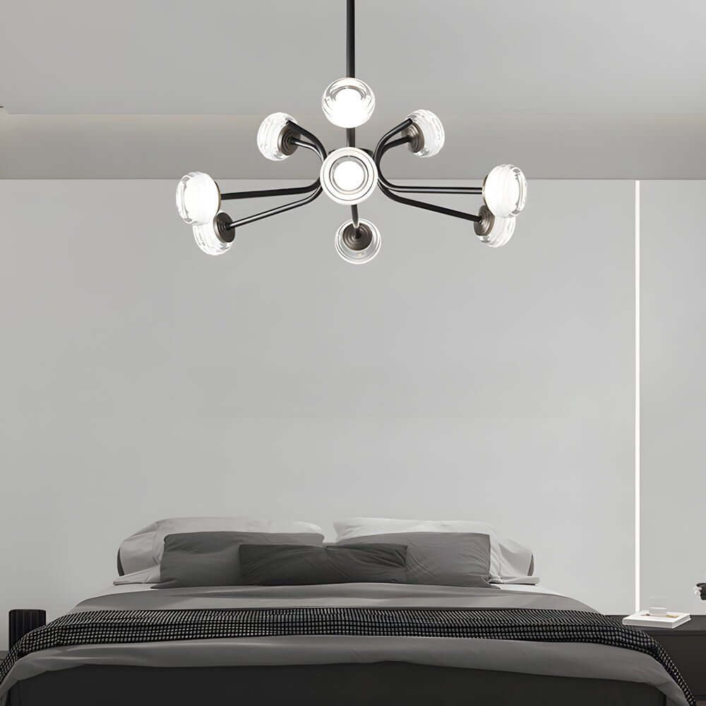 9/16-Light Black LED Sputnik Chandelier