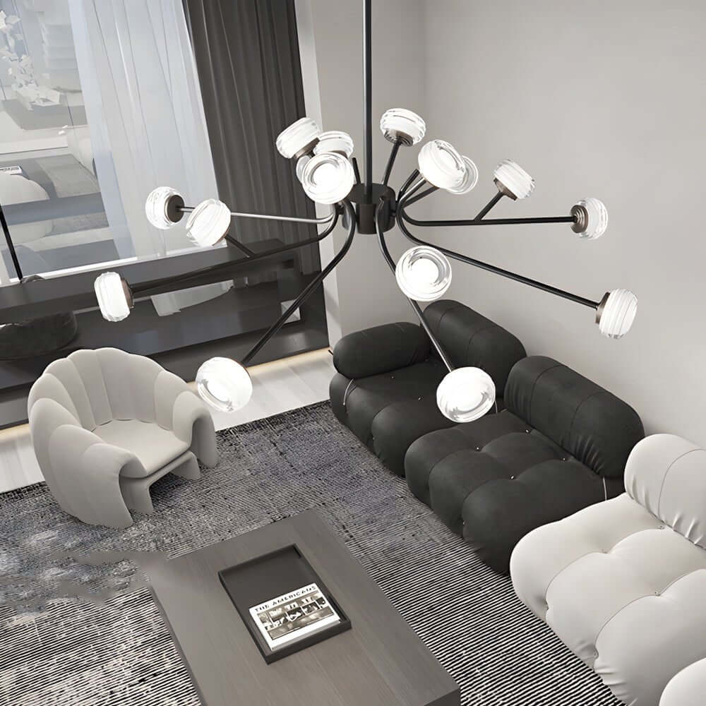 9/16-Light Black LED Sputnik Chandelier