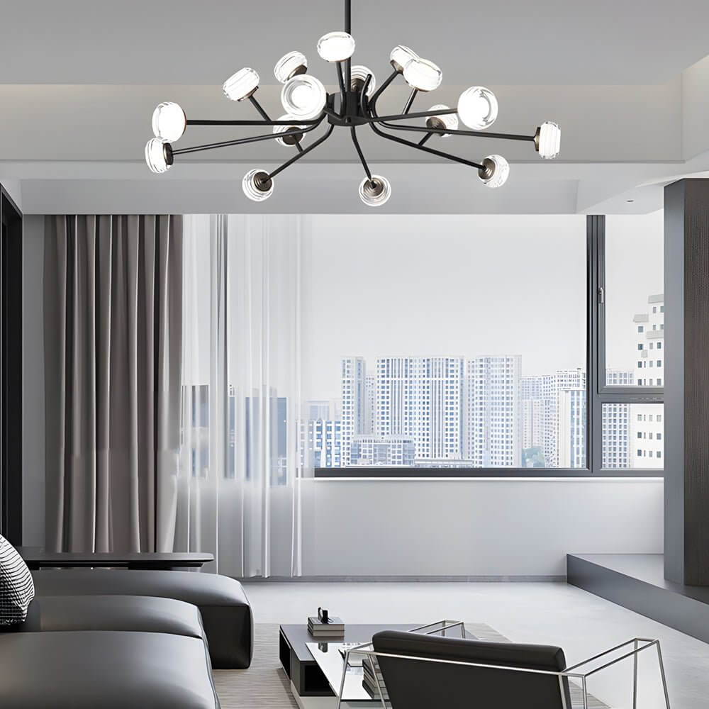 9/16-Light Black LED Sputnik Chandelier