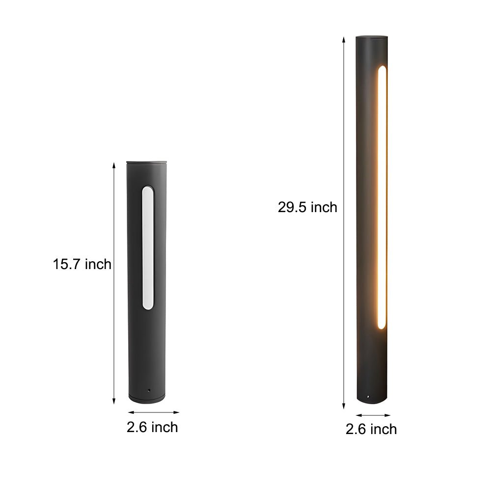 Black Matte LED Cylinder Outdoor Pathway Light - 15.8''/29.5'' H