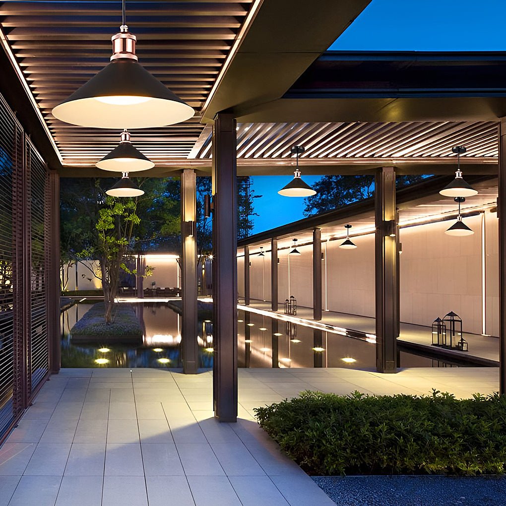 Black Outdoor Pendant Light Solar Waterproof LED Ceiling Light