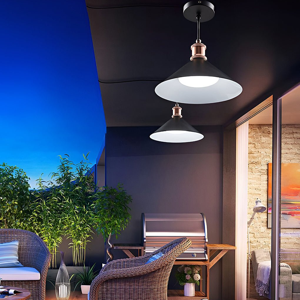 Black Outdoor Pendant Light Solar Waterproof LED Ceiling Light
