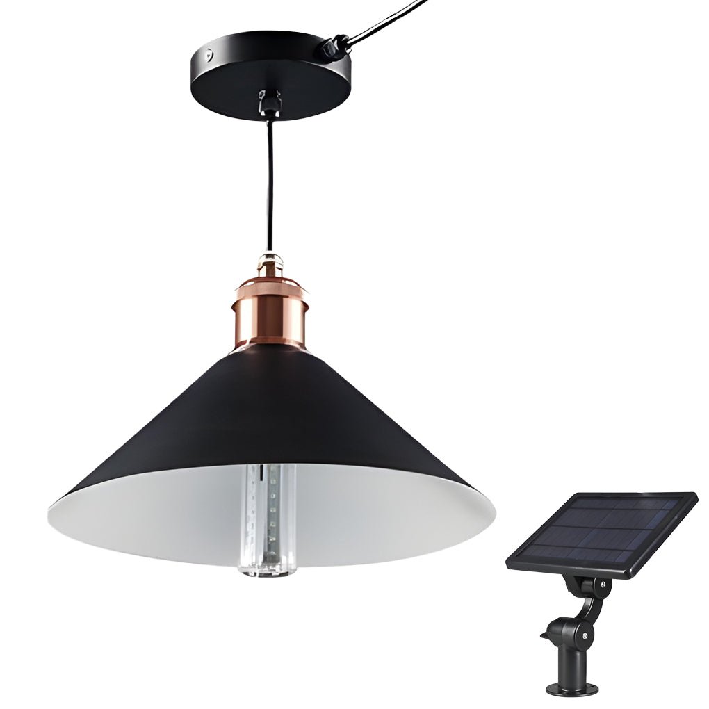 Black Outdoor Pendant Light Solar Waterproof LED Ceiling Light