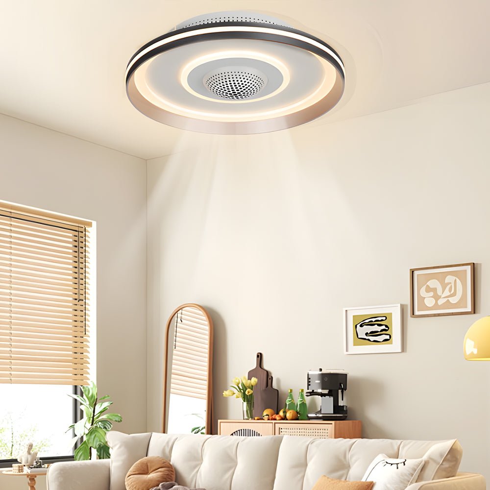 Bladeless Ceiling Fan with Lighting Round LED Invisible Light