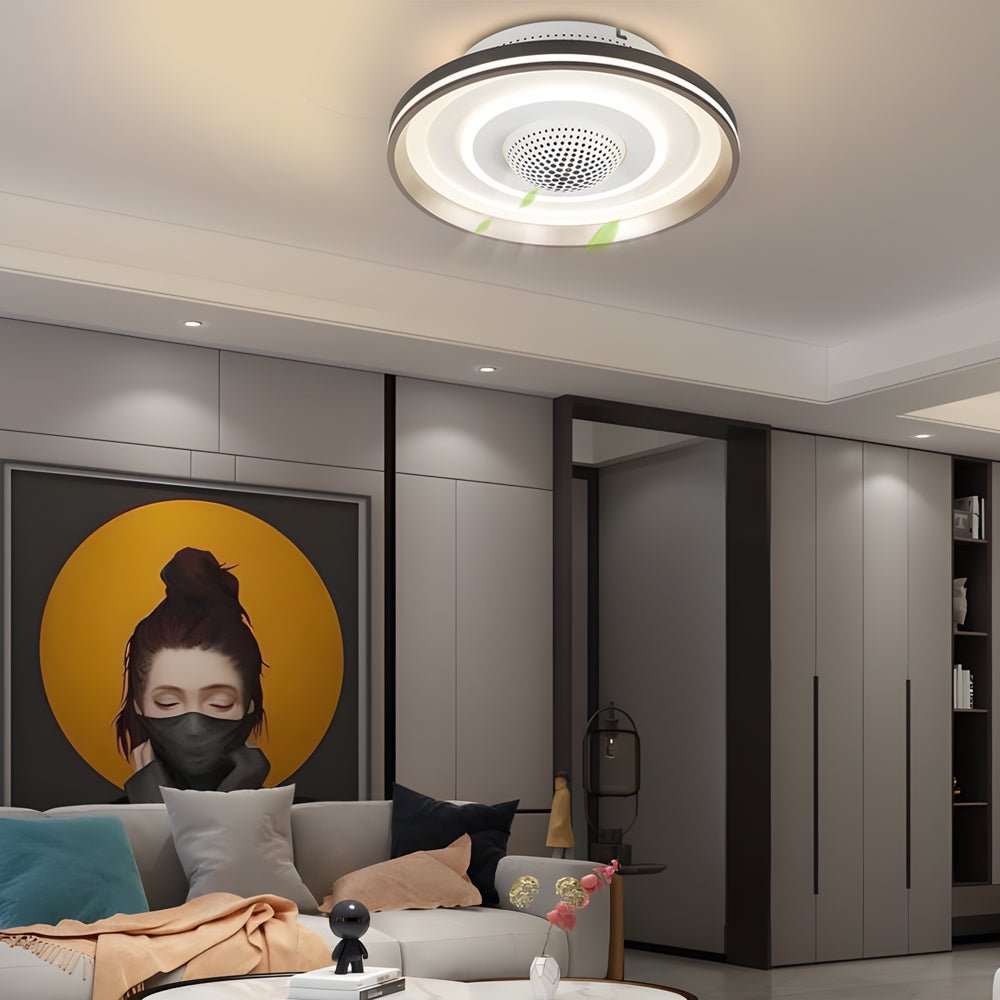 Bladeless Ceiling Fan with Lighting Round LED Invisible Light