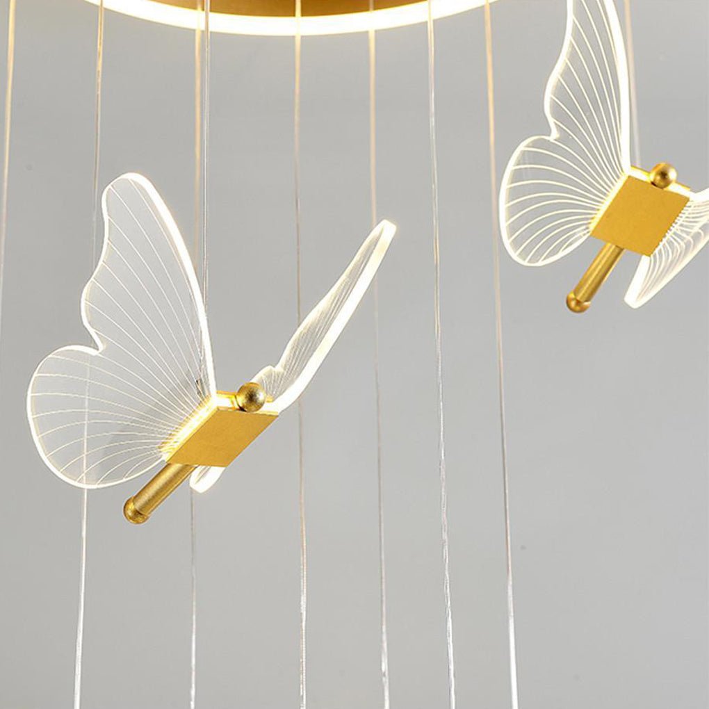 Butterfly Chandelier Modern Metal Disk Acrylic Ceiling Light
