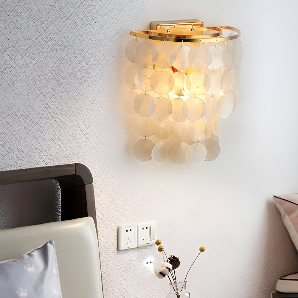 Capiz Shell Wall Sconces Modern Coastal LED Metal Light