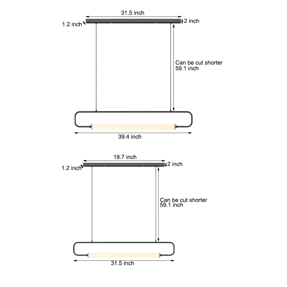 Contemporary Minimalist Black/Gold LED Bar Light Pendant Light
